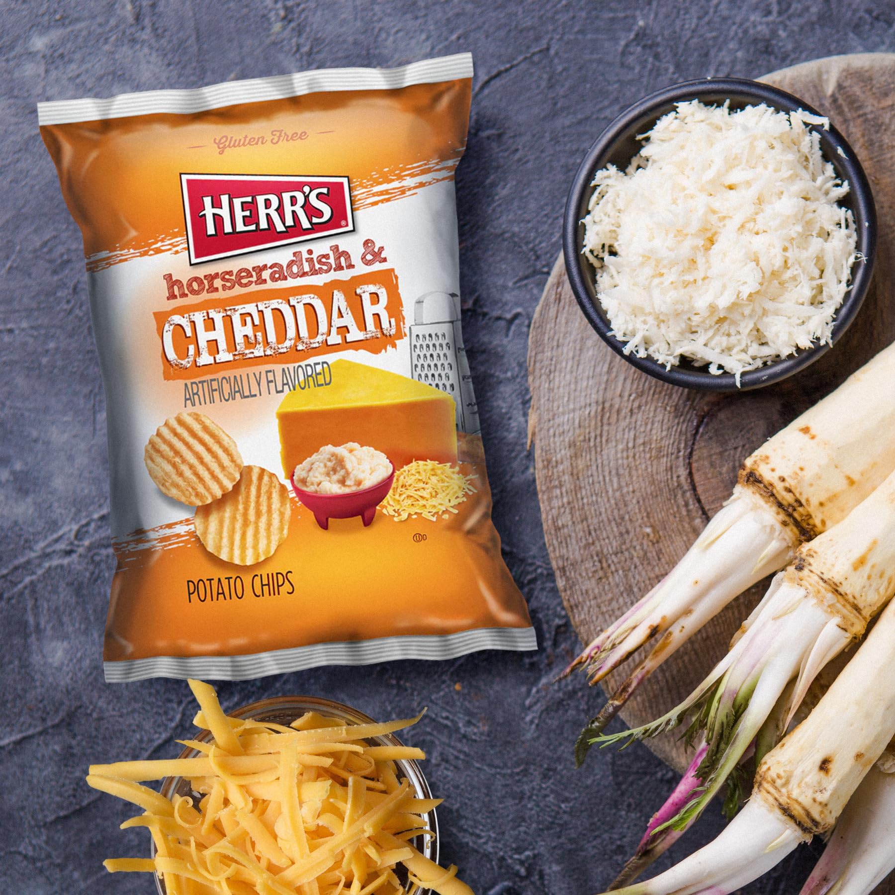 Herr’s Potato Chips, Horseradish and Cheddar Flavor, Gluten Free Snacks, 6oz Bag (6 Count) - Image 4